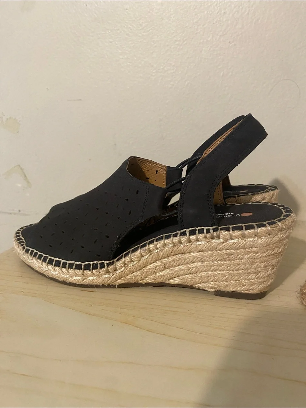 Clarks Black Espadrille Slingback Sandals